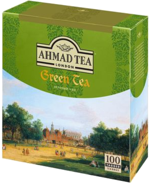 AHMAD TEA. Зеленый карт.пачка, 100 пак.