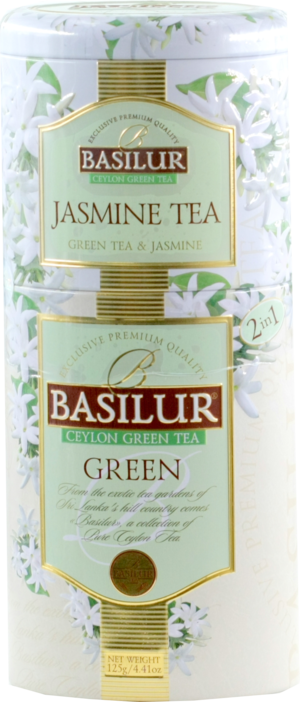 BASILUR. Жасминовый чай 2 в 1 зеленый 125 гр. жест.банка