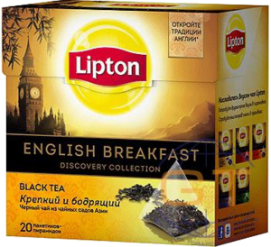 Lipton. English Breakfast 36 гр. карт.пачка, 20 пирамидки