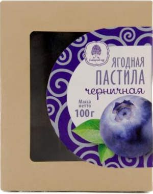 Сибирский кедр. Ягодная Пастила черничная 100 гр. карт.пачка