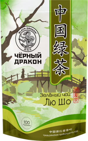 Черный дракон. Зеленый чай Лю Шо 100 гр. мягкая упаковка