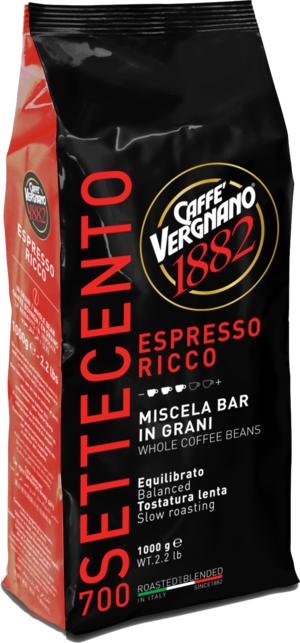 Vergnano. Espresso Ricco 700 зерно 1 кг. мягкая упаковка