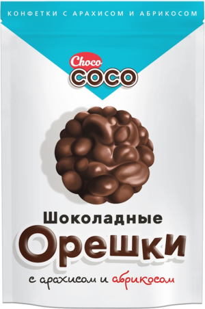 Choco Coco. Choco COCO арахис и абрикос 100 гр. мягкая упаковка