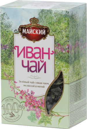 Майский. Иван-чай с зеленым чаем, мелиссой и мятой 75 гр. карт.пачка