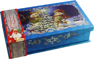 ИМЧ. Новый год. Снеговики (синяя) 50 гр. карт.шкатулка