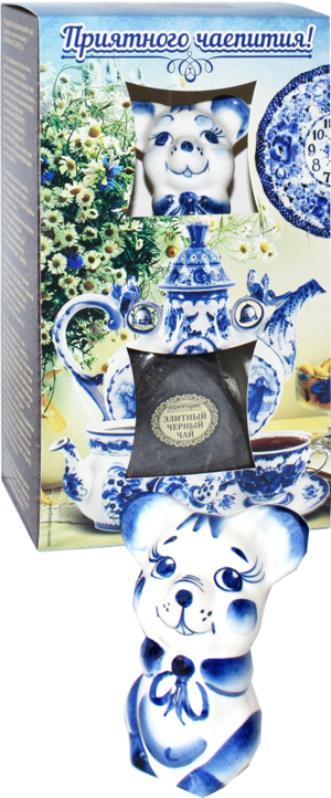 Конфуций. Набор Элитный чай + керамическая Мышка 60 гр. карт.упаковка