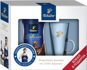 Tchibo. Подарочный набор Exclusive + стакан латте 95 гр. карт.упаковка