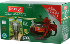 IMPRA. Подарочный набор Зеленая пачка + чайник 800 гр. карт.упаковка