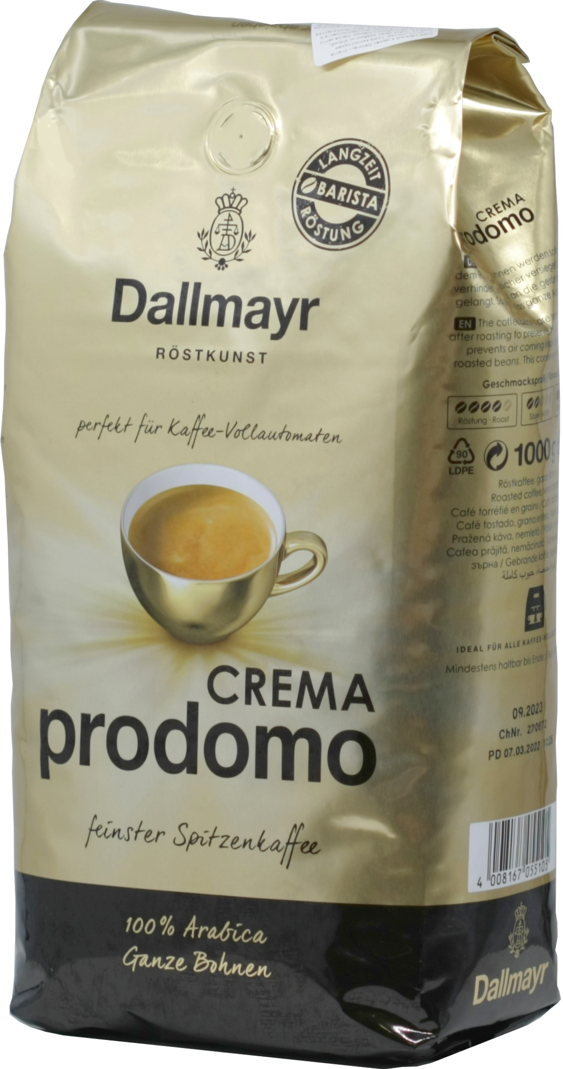 Dallmayr. Crema Prodomo зерно 1 кг. мягкая упаковка