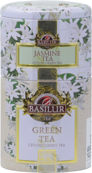 BASILUR. Жасминовый чай 2 в 1 зеленый 100 гр. жест.банка