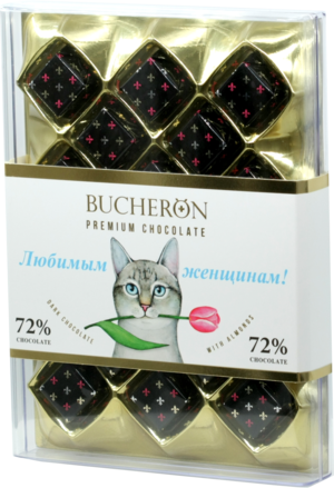 BUCHERON. Excellence с миндалем (кот) 190 гр. пластиковая коробка (Уцененная)