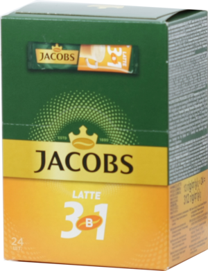 Jacobs. Latte 3 в 1 312 гр. карт.упаковка, 24 пак.