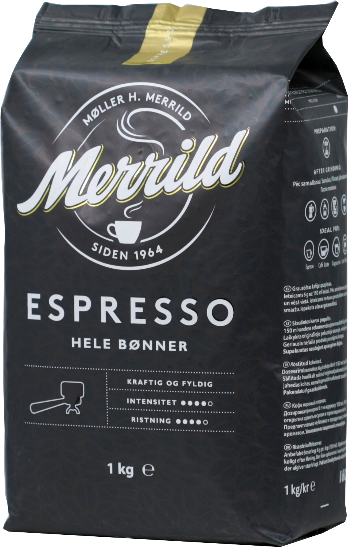 Merrild. Espresso зерновой 1 кг. мягкая упаковка