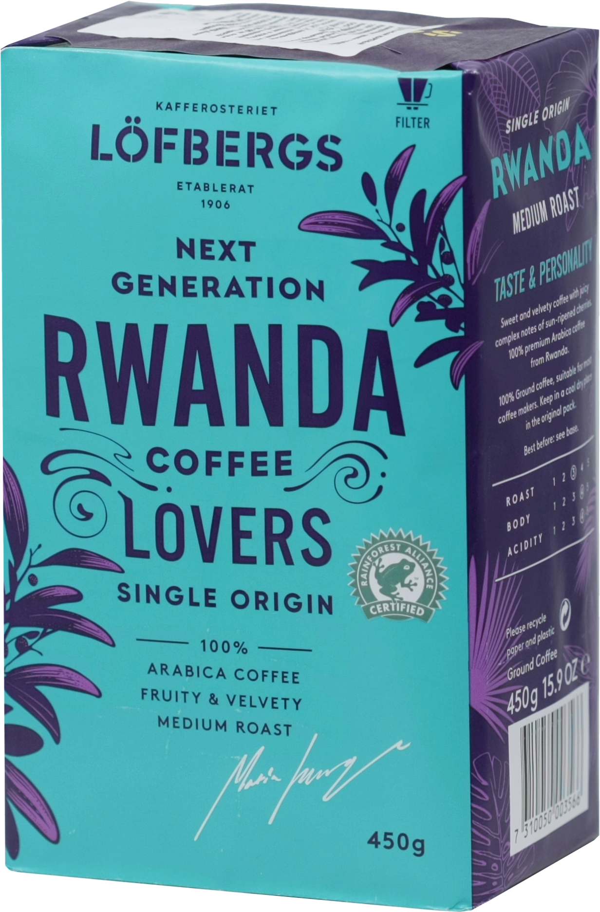 Lofbergs Lila. Rwanda Single Origin молотый 450 гр. мягкая упаковка
