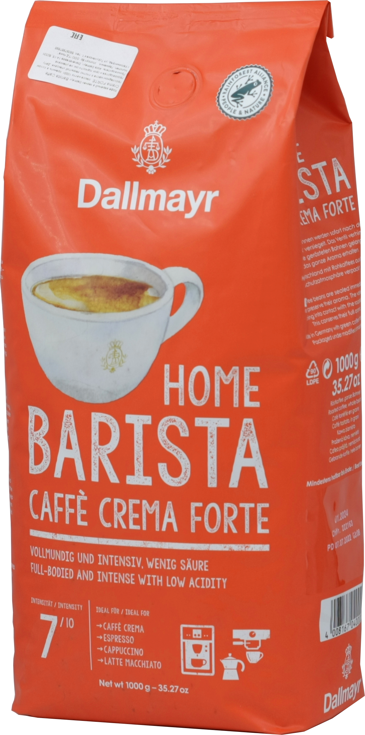 Dallmayr. Home Barista Caffe Crema Forte (зерновой) 1 кг. мягкая упаковка -  Чай&Кофе ОПТ