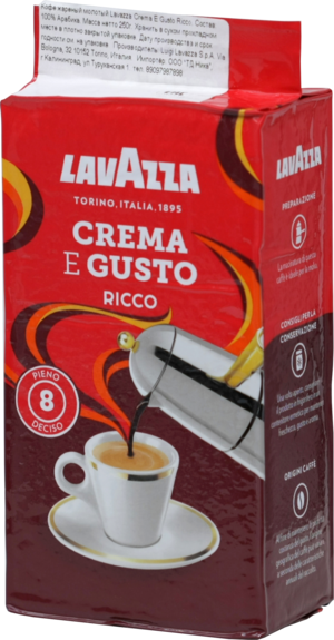 LAVAZZA. Crema E Gusto Ricco (молотый) 250 гр. мягкая упаковка