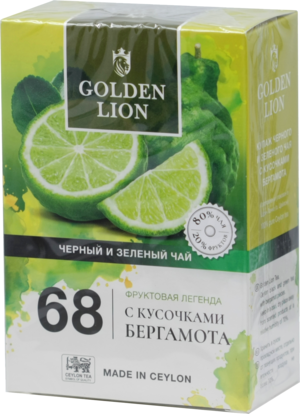 GOLDEN LION. Fruits legend. Бергамот (зеленый и черный) 90 гр. карт.пачка